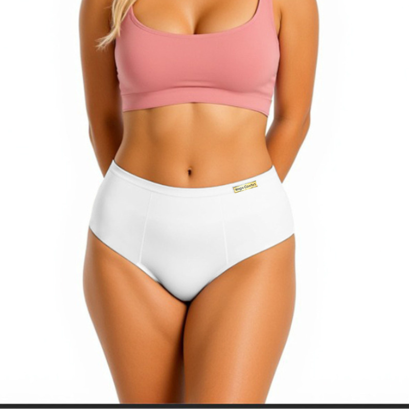 OFERTA - Kit com 5 Calcinhas Plus Size Modelagem Anatômica Cintura Alta com Lateral Dupla e Larga
