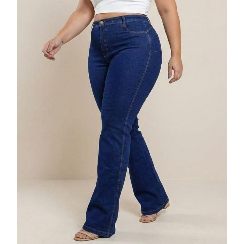 Calça Jeans Flare Plus Size — Modela e Valoriza Suas Curvas