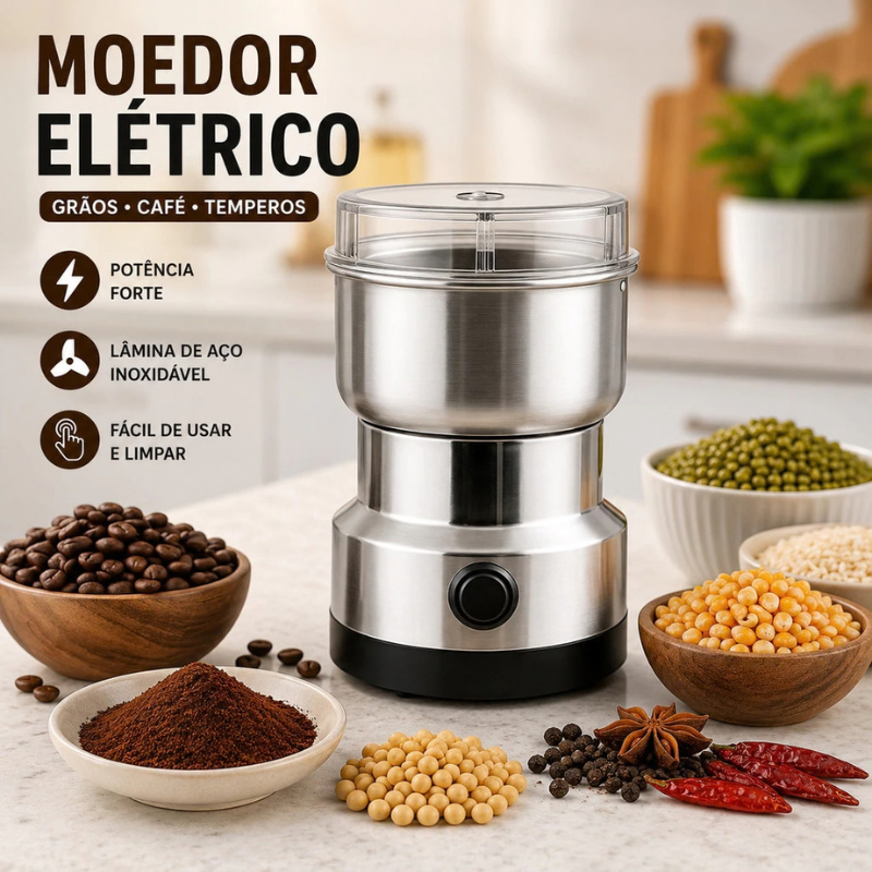 Moedor Elétrico Multiuso em Aço Inoxidável