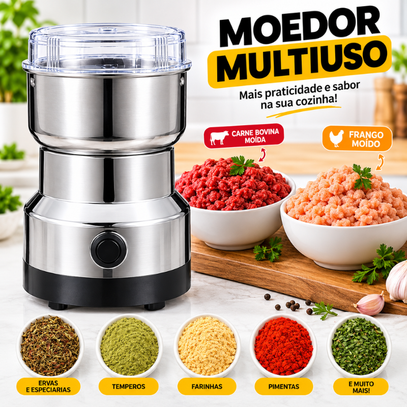 Moedor Elétrico Multiuso em Aço Inoxidável