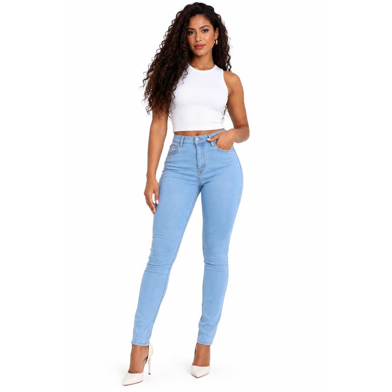 Calça Jeans Feminina Cintura Alta Skinny Levanta Bumbum