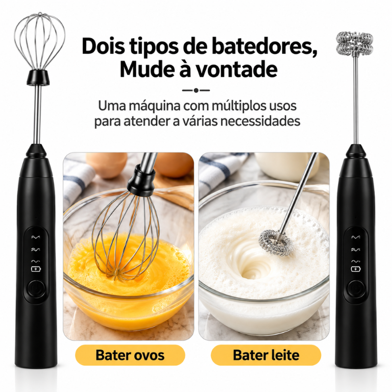 Mixer Batedor Elétrico com 2 Batedores (Fouet + Espiral) e 3 Velocidades