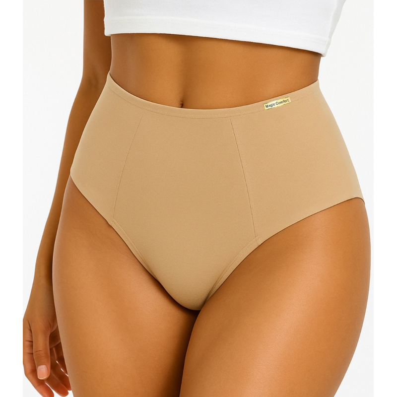 OFERTA - Kit com 5 Calcinhas Plus Size Modelagem Anatômica Cintura Alta com Lateral Dupla e Larga
