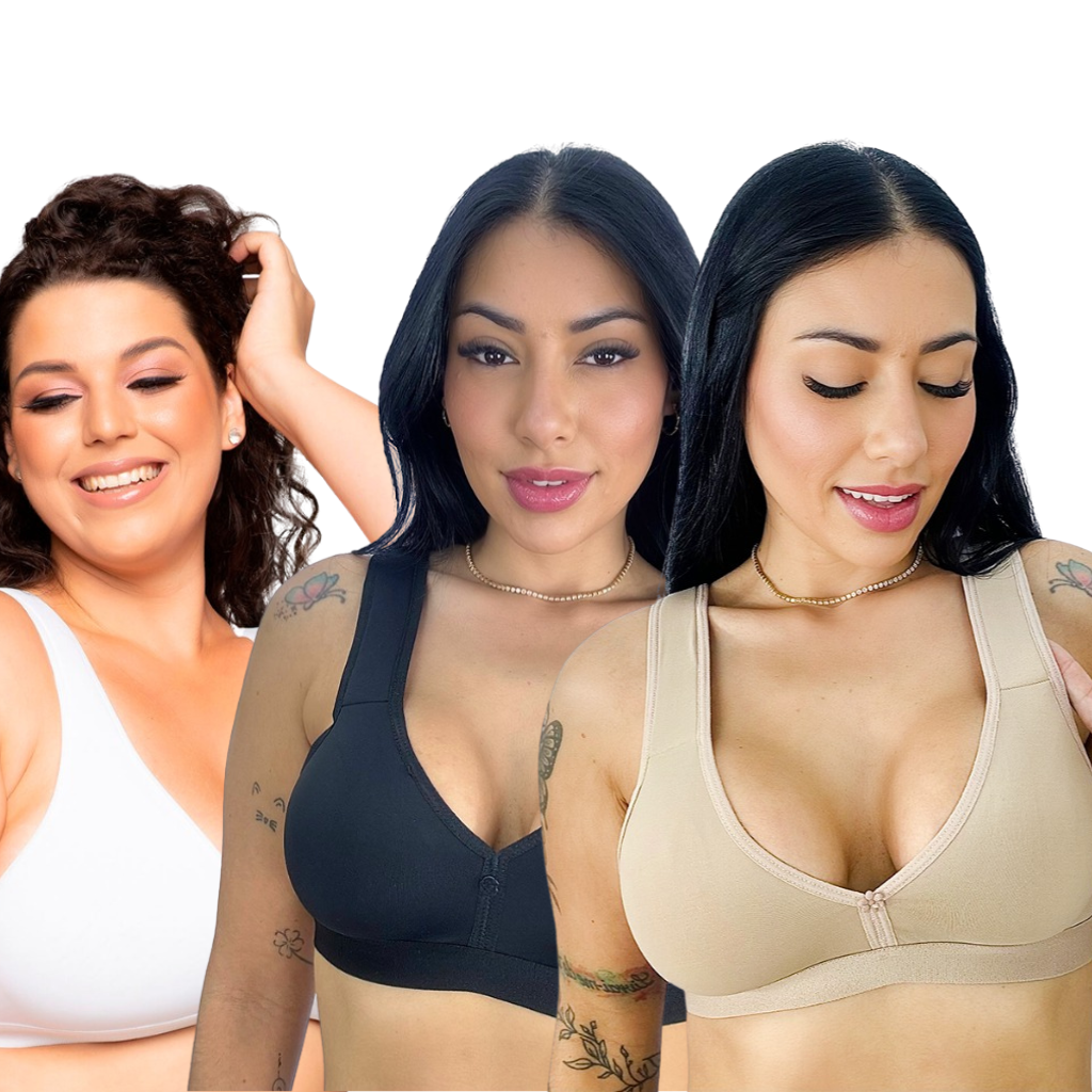 Kit 3 Sutiãs Alça Acolchoada Sem Bojo - M ao Plus Size