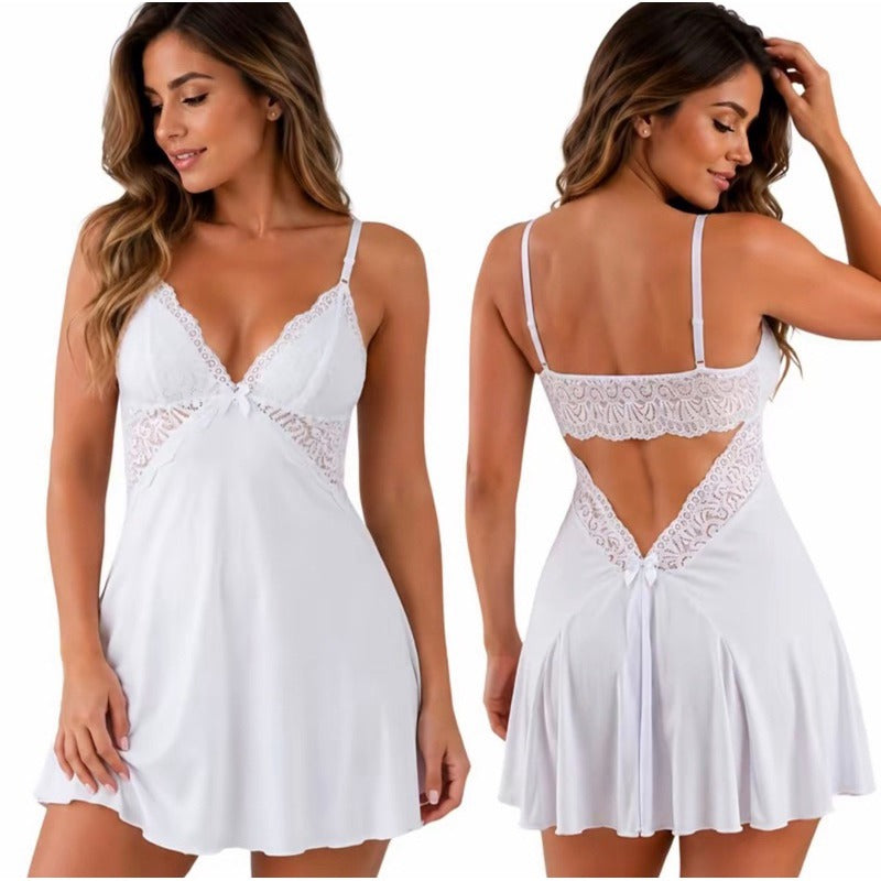 Camisola Feminina Bailarina com Detalhes em Renda e Costas em V
