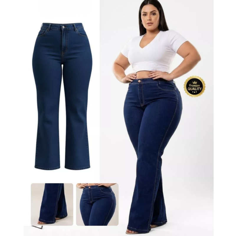Calça Jeans Flare Plus Size — Modela e Valoriza Suas Curvas